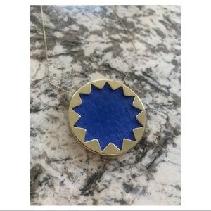 House of Harlow Blue Leather Sunburst Necklace